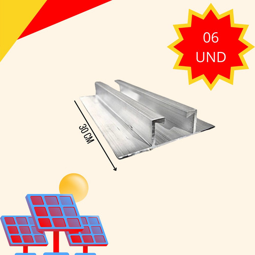Mini Trilho Baixo Fixa Placa Solar 30 Cm - 06 Un