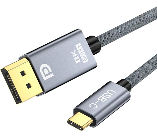 Cable Usb C A Displayport 8k 60hz 4k 144hz 2mts Alta Calidad