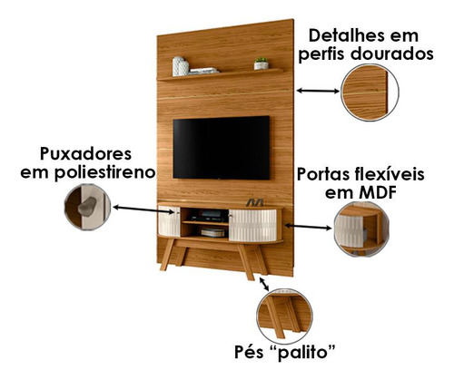Estante Home Theater Com Bancada Silverstone Naturale Off