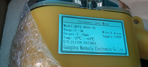 Transductor Sensor De Nivel Ultrasónico 0-5m 4-20ma 24vdc