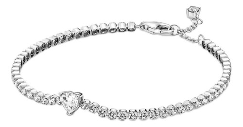 Pulsera Pandora Tenis Con Corazón Brillante Centellante