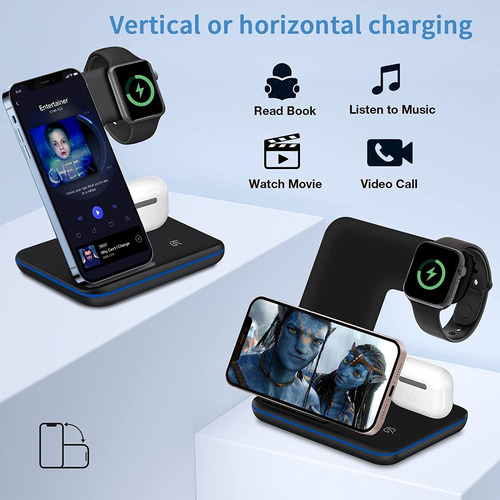 Estacion De Carga iPhone Apple Watch AirPods Carga Rapida Ax