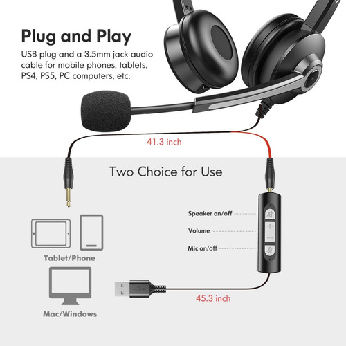 Auriculares Usb Para Computadora Con Micrófono Para Pc Con Y