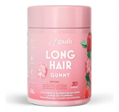 Gummy Hair Long Vitamin Original - 1 Pote C/ 30 Gomas Gabb