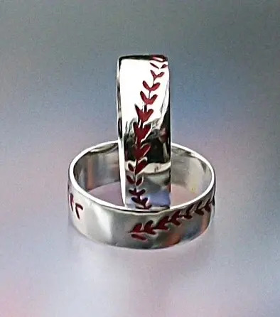 Personalizado Par De Anillo Beisbol Pareja Compromiso Plata | Meses sin  intereses