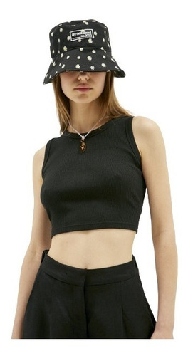 Musculosa Ay Not Dead Crop Top Jane Blanco Negro 