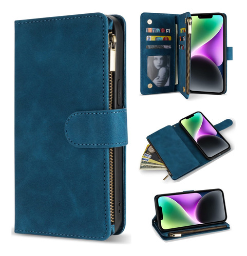 Zzxx Funda Tipo Cartera Para I 14 Con Bloqueo Rfid, Ranura .