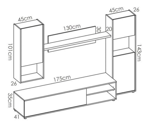 Imagen 6 de 6 de Mueble Tv Organizador Conjunto Luka