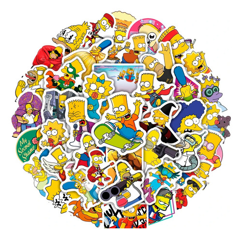 52 Uds Stickers Calcomanias Los Simpson Homero, Bart, Lisa..