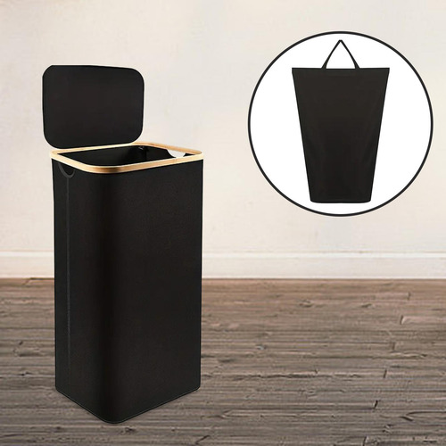 Cesta Elegante Para Almacenamiento De Ropa Sucia Con Negro