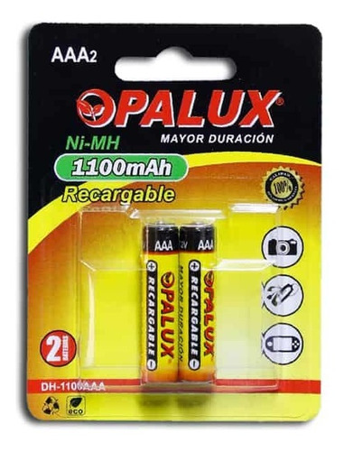 Pila Recargable Aaa 1100mah (2 Pilas) Opalux