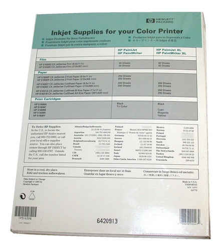 Hp 8 1/2  X 11  Jetseries Transparency Film With Storage Eep