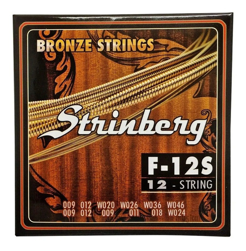 Imagem 3 de 4 de Encordoamento 12 Cordas Violão Strinberg Aço F12-s Bronze