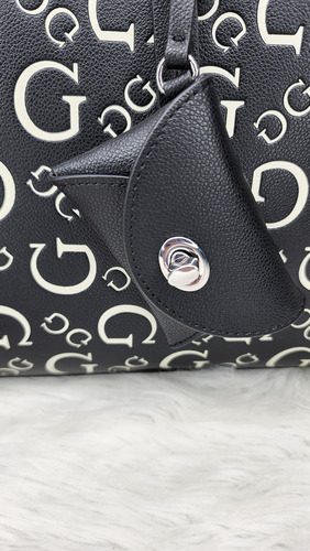 Bolsa Guess Aa947106 Nueva 100 % Original Con Etiqueta Negro Estampado Níquel Negro