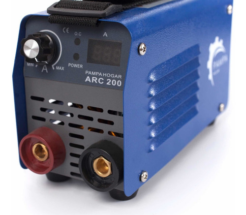 Soldadora Inverter Arc 200 Display Pampa + Escuadras Magnet. Color Azul
