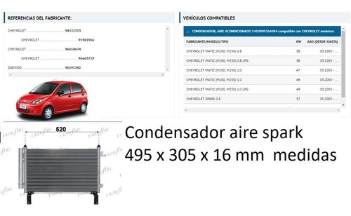 94532313 Condensador Aire Spark Matiz Original 150