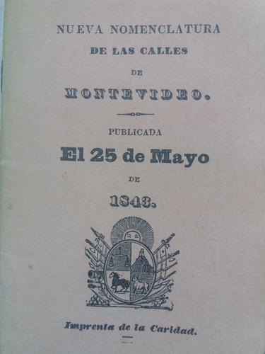 Nomenclatura Calles Montevideo 1843 Facsimilar 