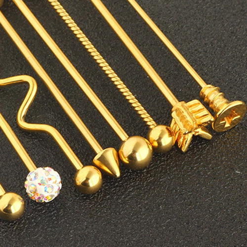 Imagem 7 de 12 de 32pcs Bola Piercing Industrial Barra Orelha Barra Brinco 14g