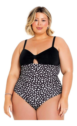 Maiô Plus Size Estampado Alças Reguláveis Praia E Piscina