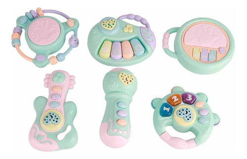 Musical Baby Rattles Toys, Set De 6 Unidades, Batería, Piano