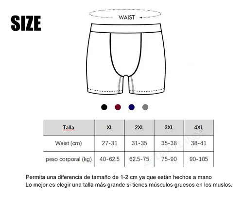 Talla de boxer segun pantalon new arrivals