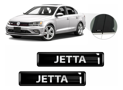 Kit Adesivos 2 Emblemas Lateral Coluna Jetta Resinado 3d