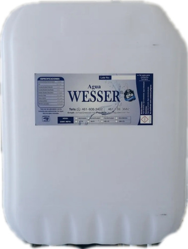 Agua Destilada Wesser 10 Lts Certificada