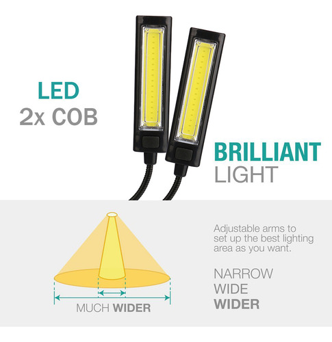 Luces Nocturnas W, Flexibles, Con Clip Usb, 2 Luces Led Cob