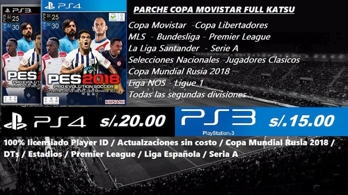 Parche Pes 2018 Copa Movistar Ps3 Ps4 , Mercado P Y Deposito
