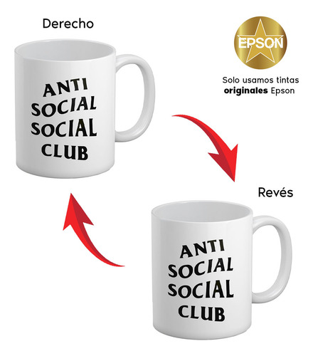 Portavaso Mdf Con Taza Regalo Antisocial Club