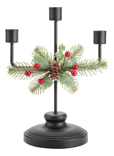 Centro De Mesa Para Velas Navideñas, Con 3 Candelabros En Fo
