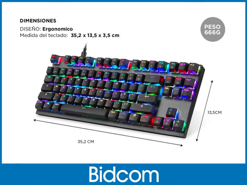 Imagen 6 de 6 de Teclado Mecanico Rgb Gamer Gadnic Pro Rainbow Switch Blue Color del teclado Negro Idioma Español Latinoamérica