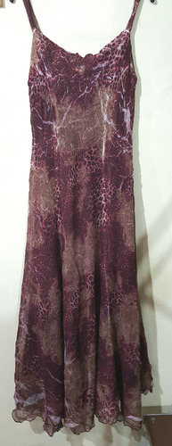 Vestido Gasa Estampado Importado Playero Impecable (Usado)