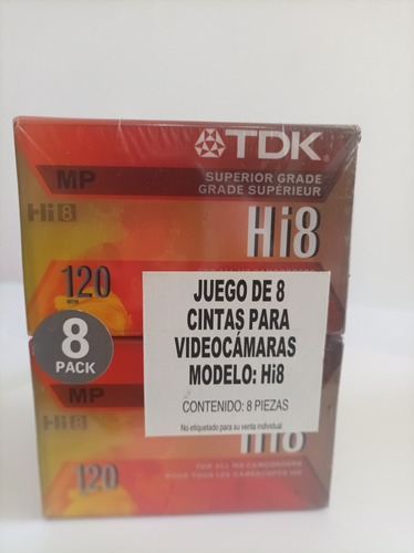 8 Cartuchos Para Videocamara Modelo Tdk Hi8