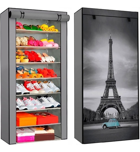 Kit 2 Zapateras Organizador Moderno Rack Zapatera Zapatero Color Gris