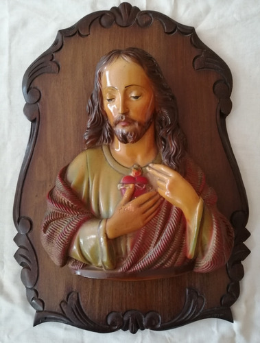 Antiguo Sagrado Corazón De Jesus - Perfecto Estado Años 60.