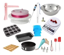 Comprar Kit Pasteleria Plato Giratorio Moldes Balanza Picos Decorar