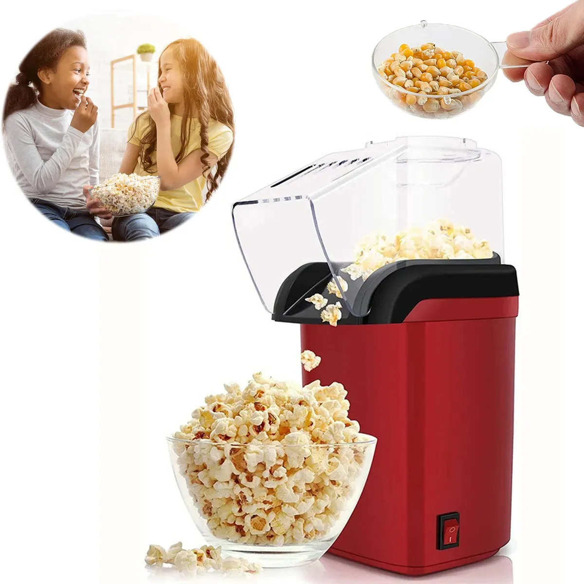 Microondas De Palomitas Maíz Aire Caliente Sin Aceite Rojo