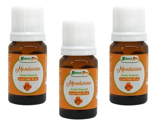 3 Pack Aceite Esencial Mandarina 100% Puro, 3 Frascos 10 Ml.