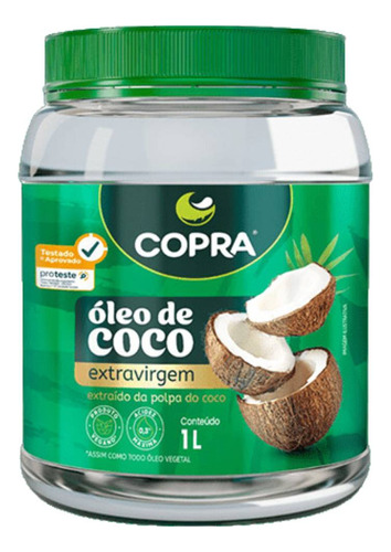 Copra óleo de coco extravirgem vegano sem glúten 1l