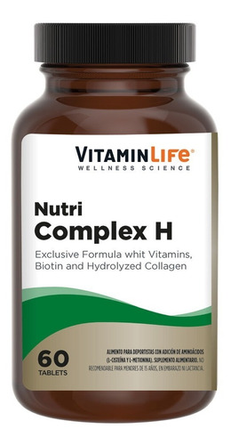 Biotina / Nutri Complex H / Vitamin Life / 60 Capsulas  