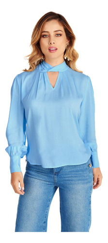 Blusa Dama Azul Manga Larga Mundo Terra 145944