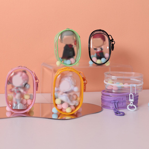 2 Estuche Para Mini Muñecas, Bolsa De Pvc Rosa Melocotón