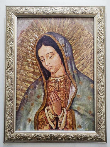 Virgen De Guadalupe Perfil Destellos Marco Plateado 48 X 37 