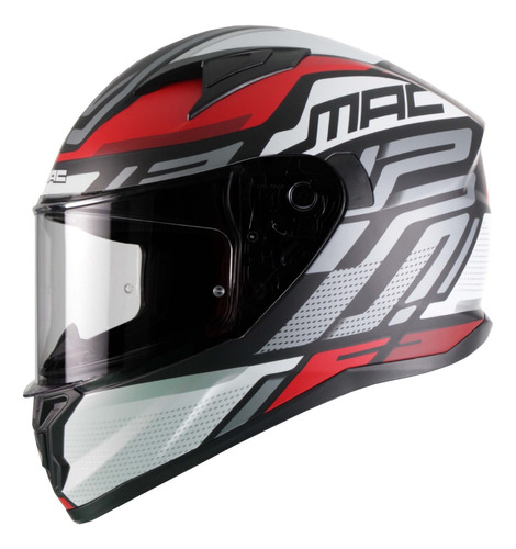 Casco Moto Integral Mac Speed Control Blanco Rojo Xl