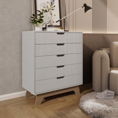 Cômoda 5 Gavetas 80cm Alice Cor Branco