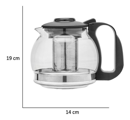 Bule Chaleira De Vidro Com Infusor Inox Para Chá 1250ml