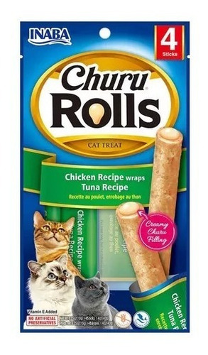 Snack Para Gatos Inaba Churu Cat Rolls Tuna 40gr - 4tubos