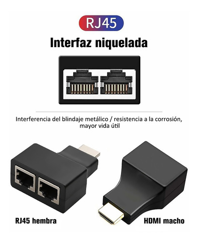 Imagen 2 de 8 de Adaptador Extensor Extesion Hdmi 30m Rj45 Cat5e/6 /e /a