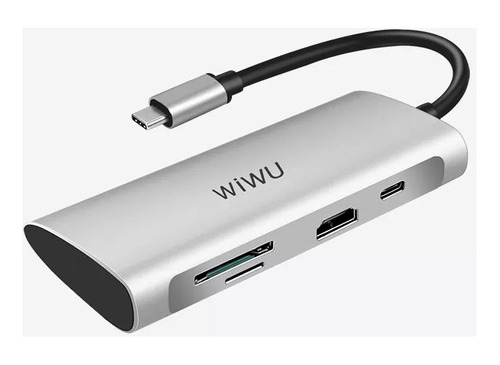 Wiwu Alpha 731hp Hub 7 En 1 Usb-c A Usb 3.0 Hdmi Sd Gray 